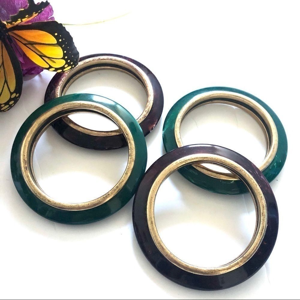 BANGLES Set of 4 Vintage Style Marbled Acrylic Bracelets Costume Fashion Jewelry